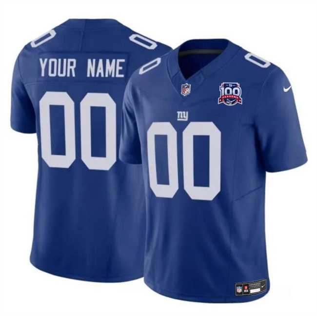 Mens New York Giants Active Player Custom Blue 2024 F.U.S.E. 100TH Season Patch Vapor Untouchable Limited Stitched Jersey->customized nfl jersey->Custom Jersey